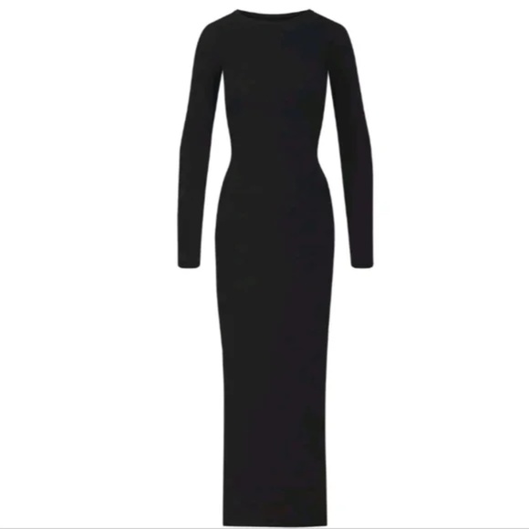 SKIMS Dresses & Skirts - NWT SKIMS FITS EVERYBODY CREW NECK LONG SLEEVE DRESS XS Onyx